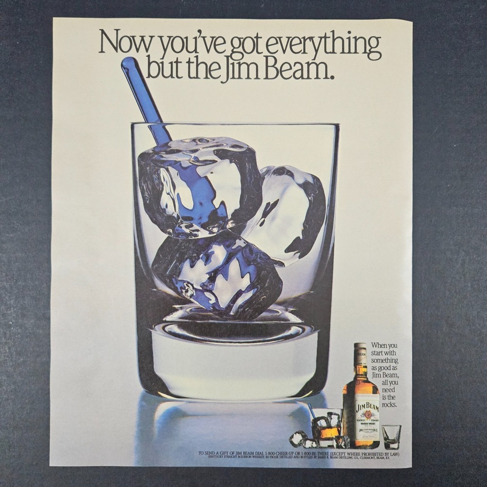 1987 Jim Beam Kentucky Straight Bourbon Whiskey Vintage Print Ad Clermont‎ KY